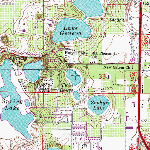 Topographic Map of Twin Lake, FL