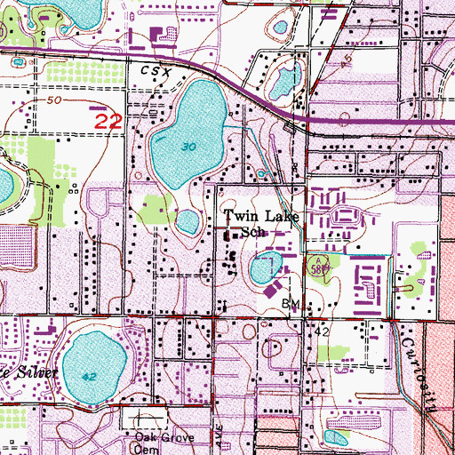 Topographic Map of Twin Lake Elementary School, FL
