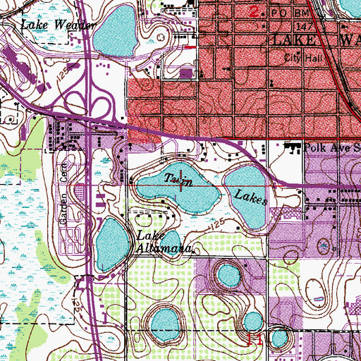 Topographic Map of Twin Lakes, FL