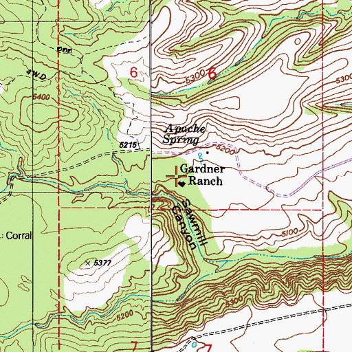 Topographic Map of Gardner Ranch, AZ