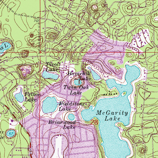Topographic Map of Twin Oak Lake, FL