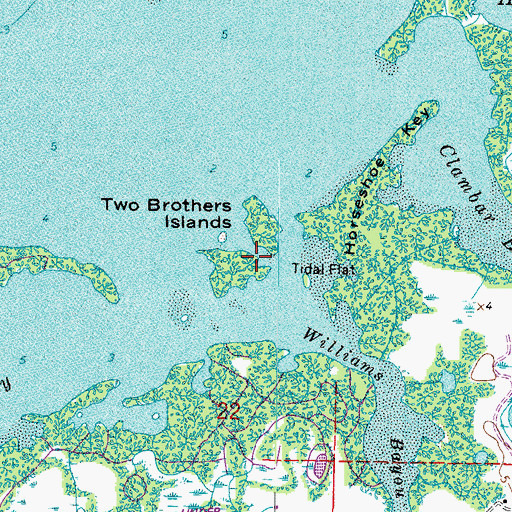 Topographic Map of Two Brothers Islands, FL