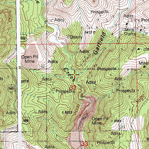 Topographic Map of Garfield Gulch, AZ