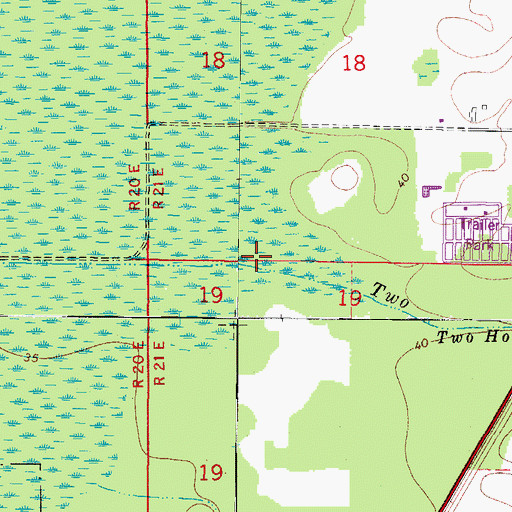 Topographic Map of Two Hole Branch, FL