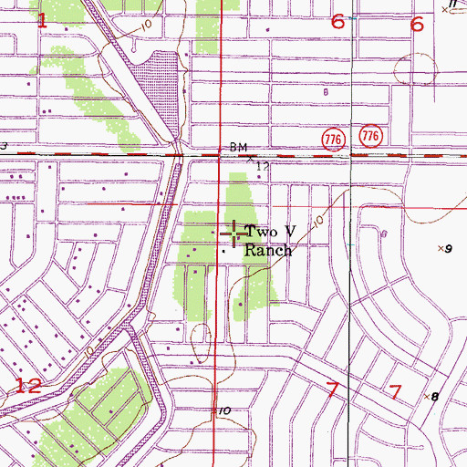 Topographic Map of Two V Ranch, FL