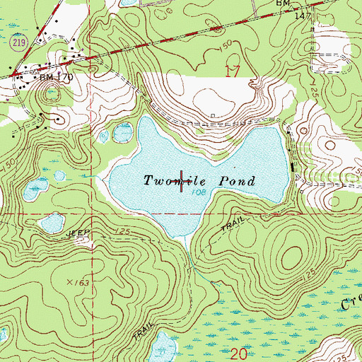 Topographic Map of Twomile Pond, FL