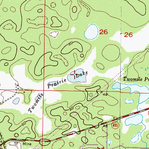 Topographic Map of Twomile Prairie Lake, FL