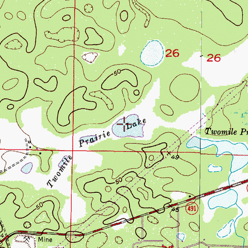 Topographic Map of Twomile Prairie Lake, FL
