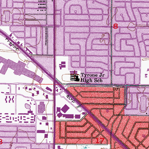 Topographic Map of Tyrone Middle School, FL