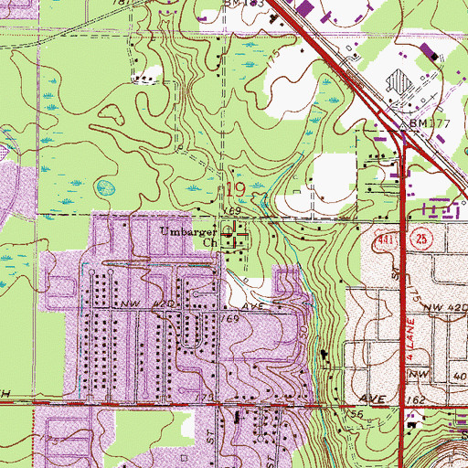Topographic Map of Umbarger Church (historical), FL