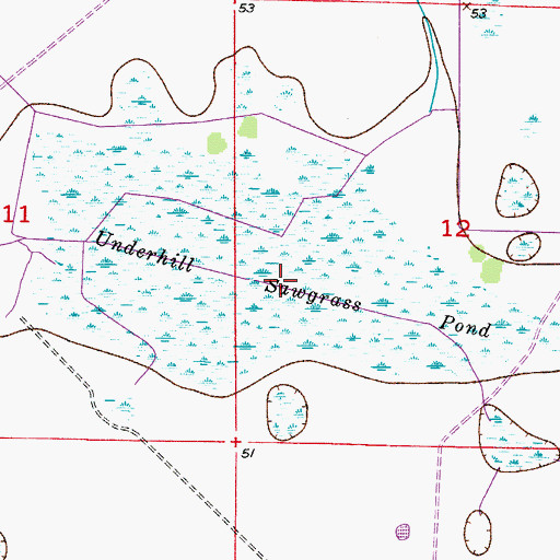 Topographic Map of Underhill Sawgrass Pond, FL