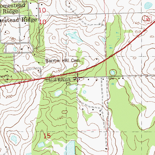 Topographic Map of Union Branch Church, FL