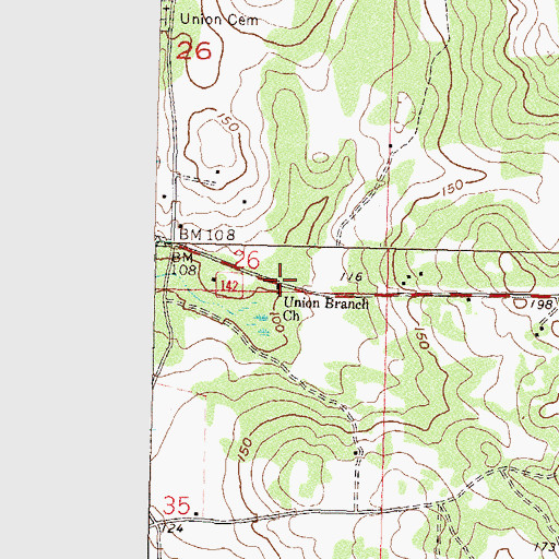 Topographic Map of Union Branch Church, FL