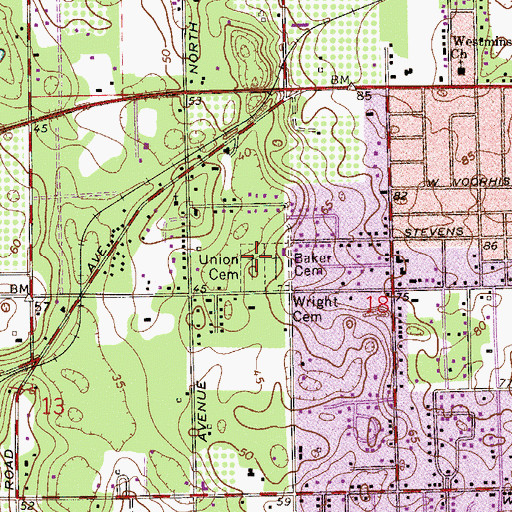 Topographic Map of Union Cemetery, FL