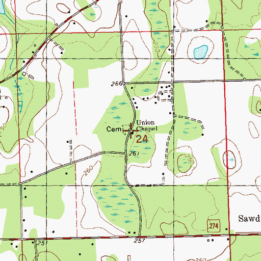 Topographic Map of Union Chapel, FL