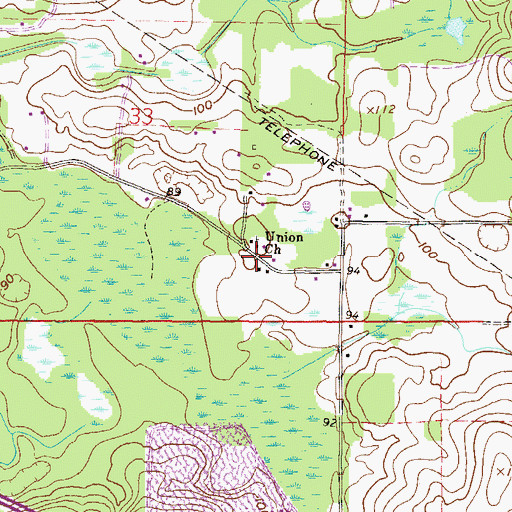 Topographic Map of Union Church, FL
