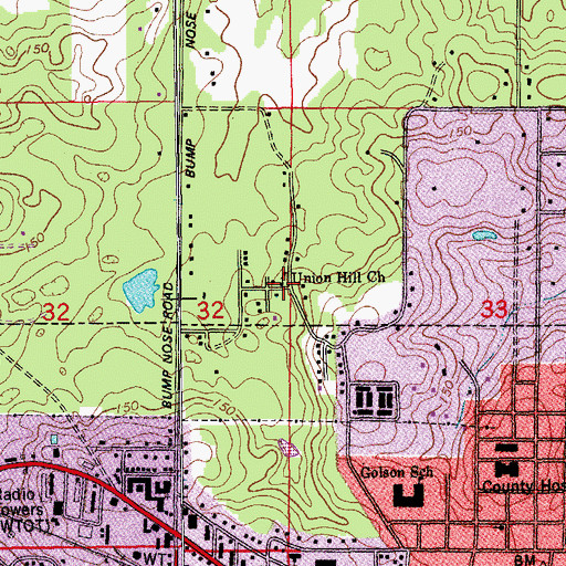 Topographic Map of Union Hill Church, FL