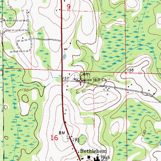 Topographic Map of Union Hill Church, FL
