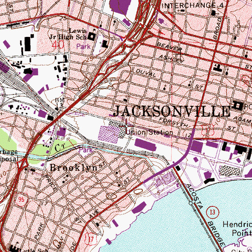 Topographic Map of Union Station, FL