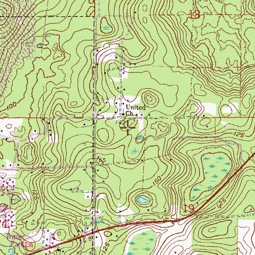 Topographic Map of United Church, FL