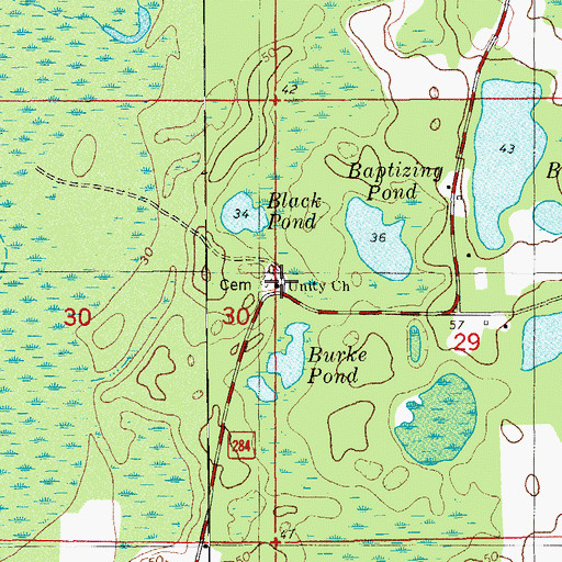 Topographic Map of Unity Church, FL