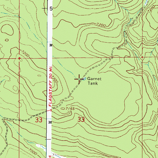 Topographic Map of Garnet Tank, AZ