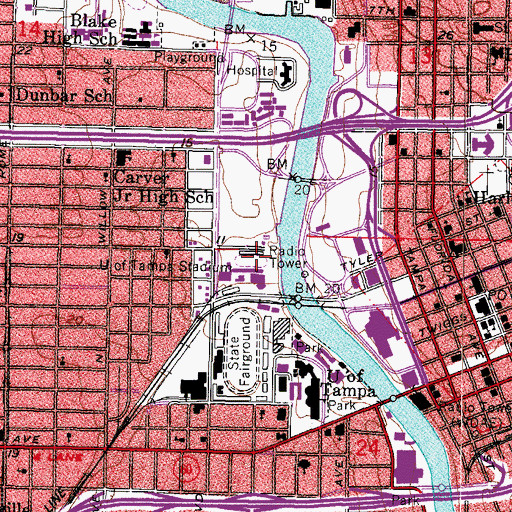 Topographic Map of University of Tampa Stadium, FL