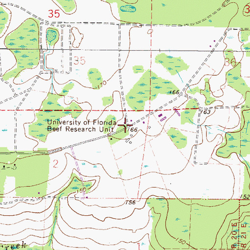 Topographic Map of University of Florida Beef Research Unit, FL