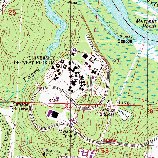Topographic Map of University of West Florida, FL