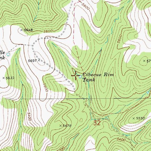 Topographic Map of Cibecue Rim Tank, AZ
