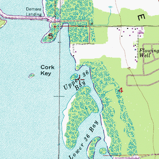 Topographic Map of Upper Thirty-six Bay, FL