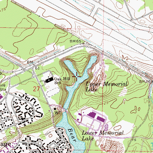 Topographic Map of Upper Memorial Lake, FL