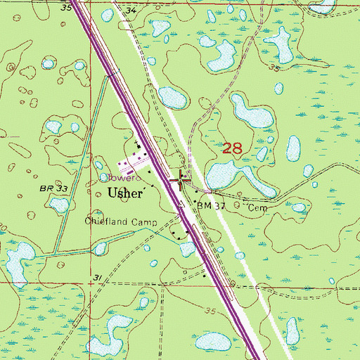 Topographic Map of Usher, FL