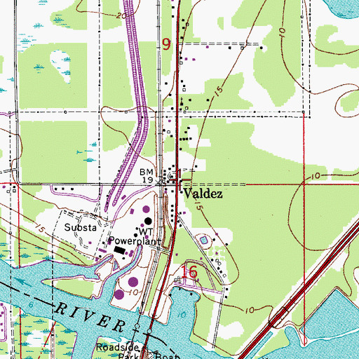 Topographic Map of Valdez, FL