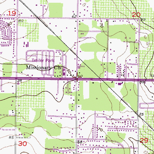 Topographic Map of Valrico, FL