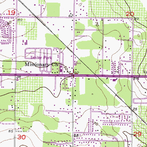 Topographic Map of Valrico, FL