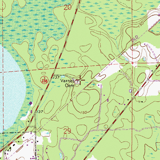 Topographic Map of Varnes Cemetery, FL