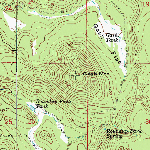 Topographic Map of Gash Mountain, AZ