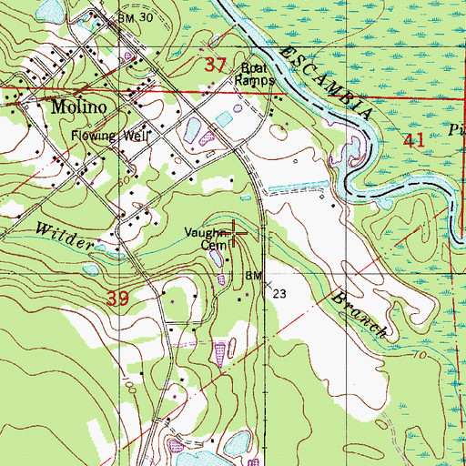 Topographic Map of Vaughn Cemetery, FL