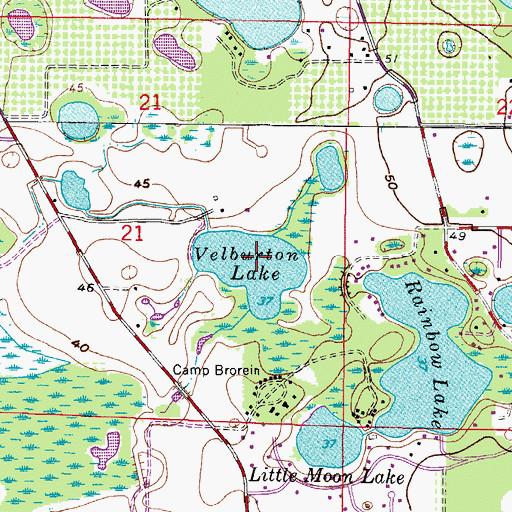 Topographic Map of Velburton Lake, FL