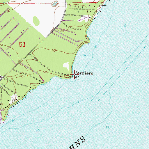 Topographic Map of Verdiere Point, FL