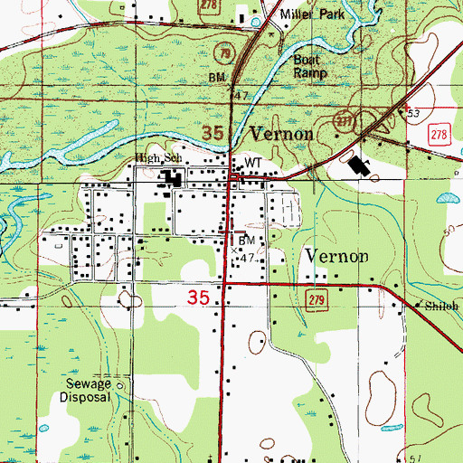 Topographic Map of Vernon, FL