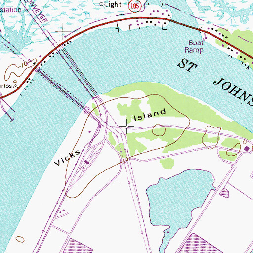 Topographic Map of Vicks Island, FL