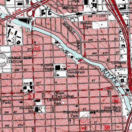Topographic Map of Victoria Hospital, FL