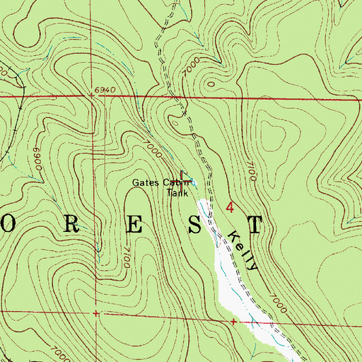 Topographic Map of Gates Cabin Tank, AZ