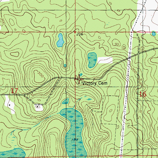 Topographic Map of Victory Cemetery, FL