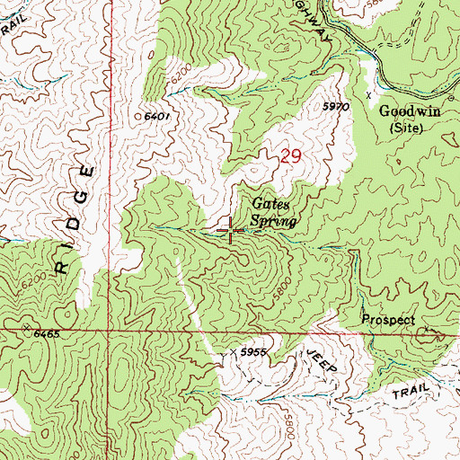 Topographic Map of Gates Spring, AZ