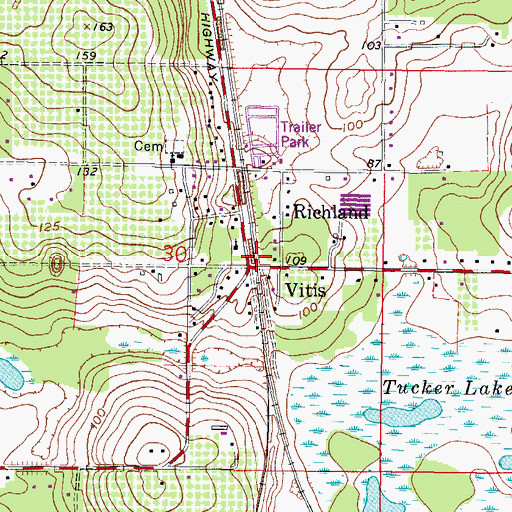 Topographic Map of Vitis, FL