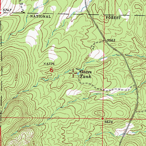 Topographic Map of Gates Tank, AZ