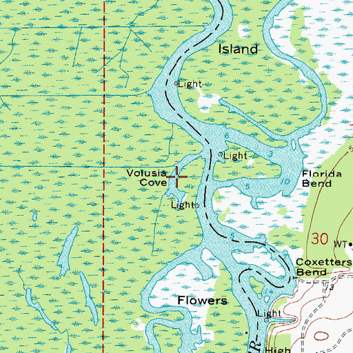Topographic Map of Volusia Cove, FL